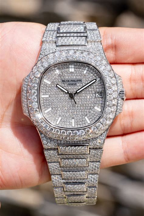 gold patek philippe white face|patek philippe nautilus full diamond.